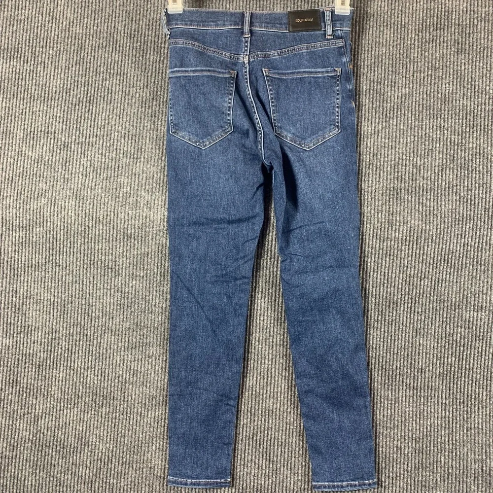 Express Jeans Womens 0 Blue Cropped‎ Skinny High Rise Ripped Distressed 28x25
